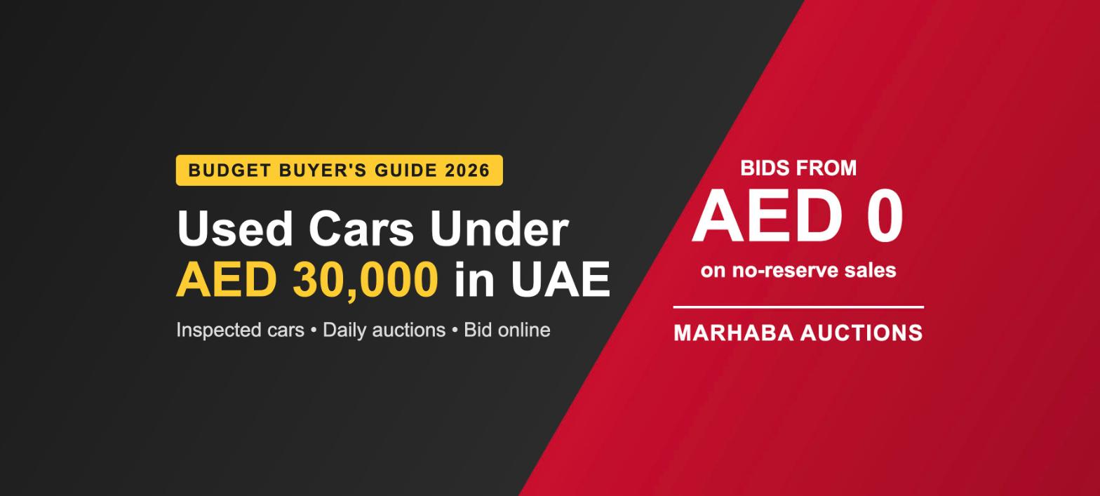 Used cars under AED 30,000 for sale in UAE at Marhaba Auctions live car auction