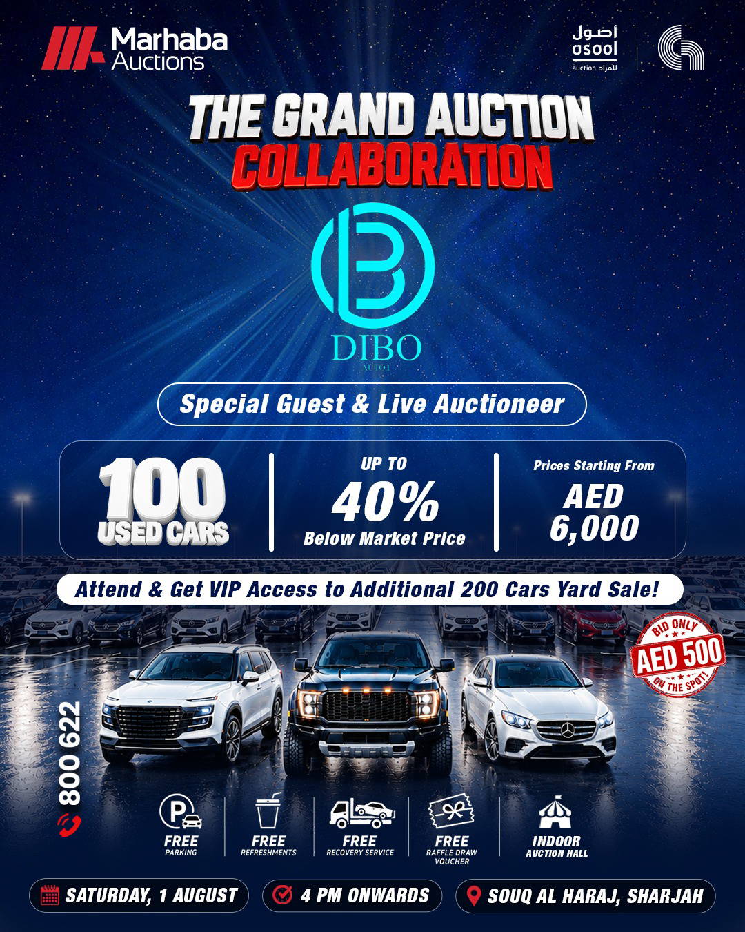 Marhaba Auctions x DIBO Autos Grand Auction Collaboration: 100 Used Cars Up to 40% Below Market Price in Sharjah