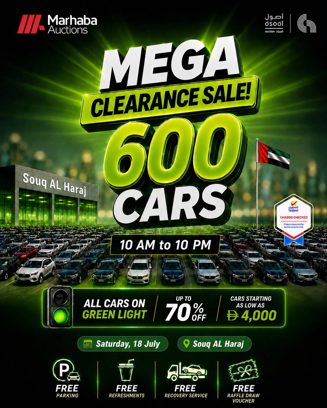 Mega Clearance Sale — 600 Cars on Green Light