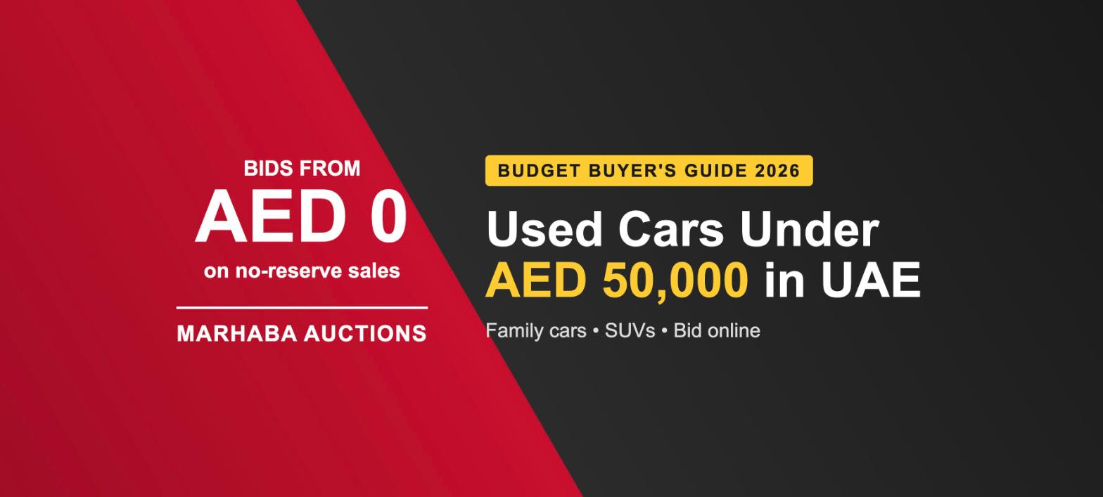 Used cars under AED 50,000 for sale in UAE at Marhaba Auctions live car auction