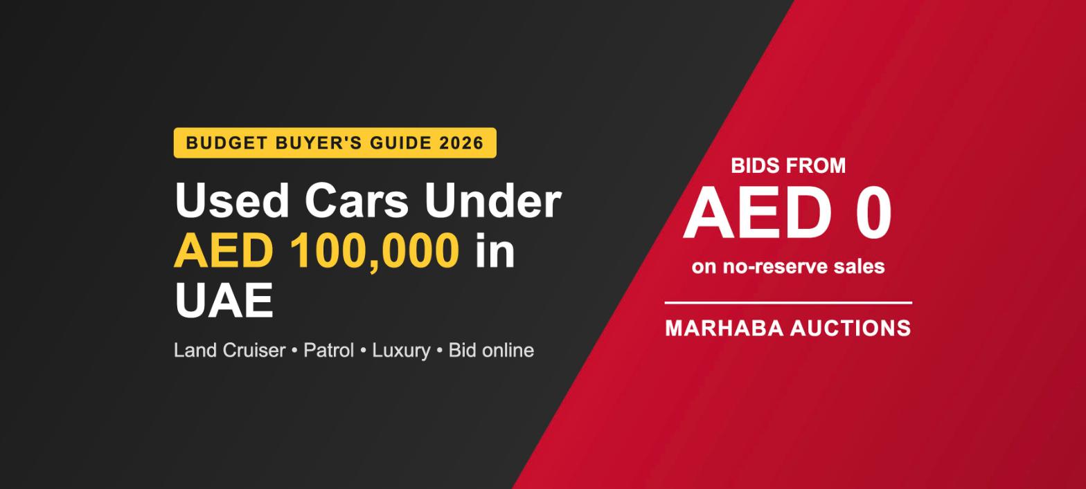 Used cars under AED 100,000 for sale in UAE at Marhaba Auctions live car auction
