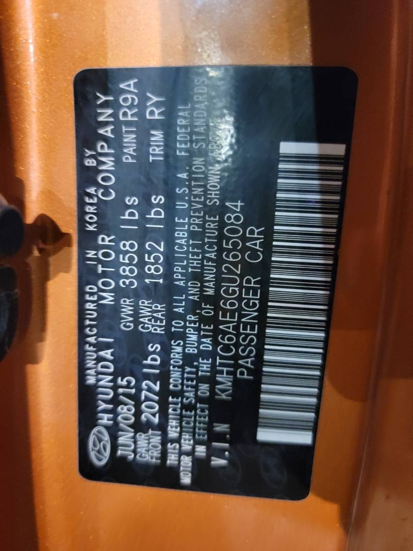2016 HYUNDAI VELOSTER — 62040 Miles — Lot 265084 - Marhaba Auctions Used Cars - Image 9