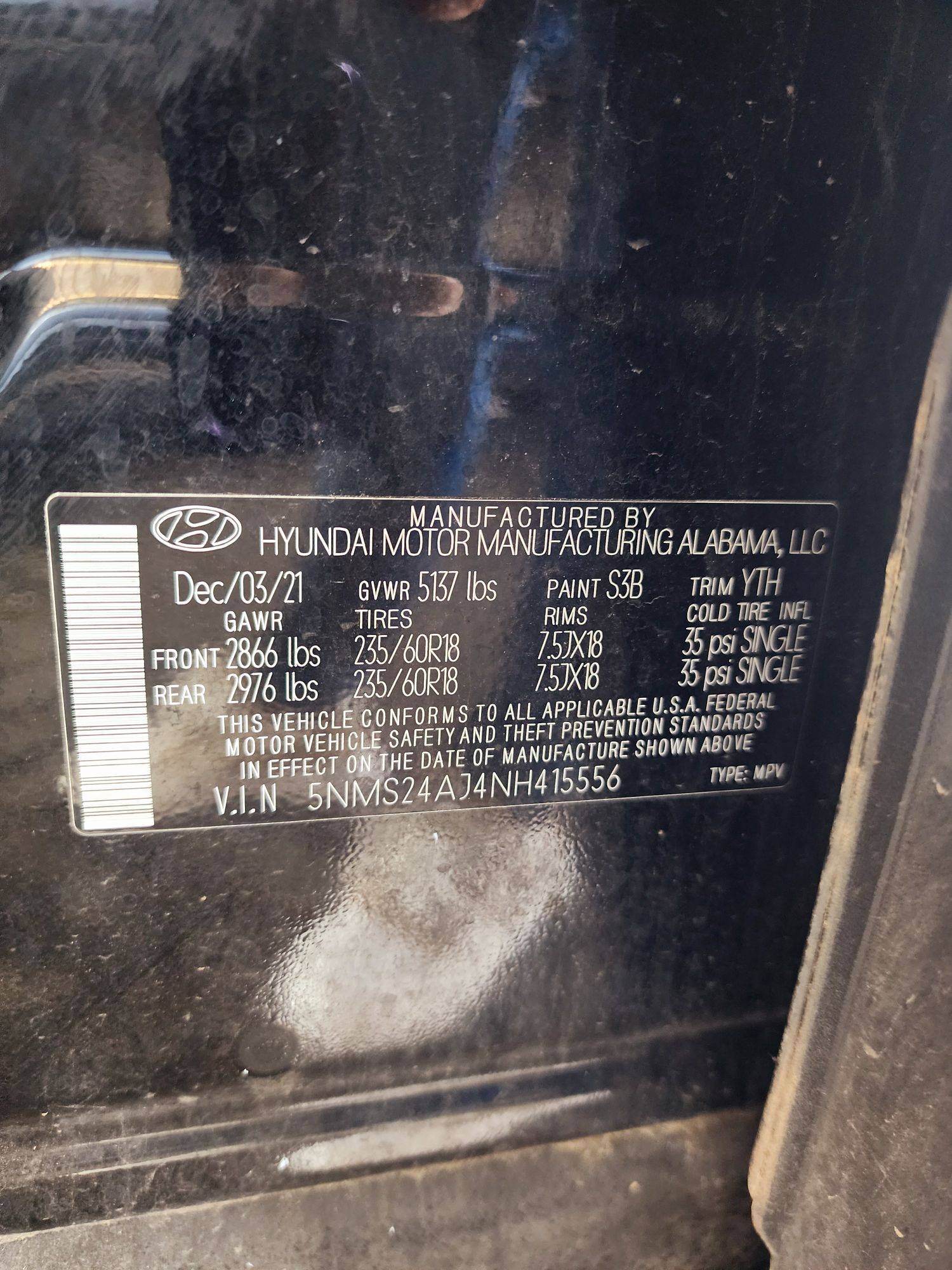 2022 HYUNDAI SANTA FE — 74434 Miles — Lot NH415556 — Souq - Marhaba Auctions Used Cars - Image 9