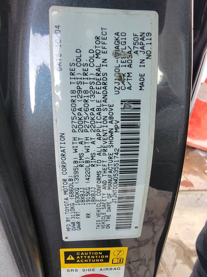 2005 LEXUS LX 470 — 305330 Miles — Lot W053551742 — Main - Marhaba Auctions Used Cars - Image 10