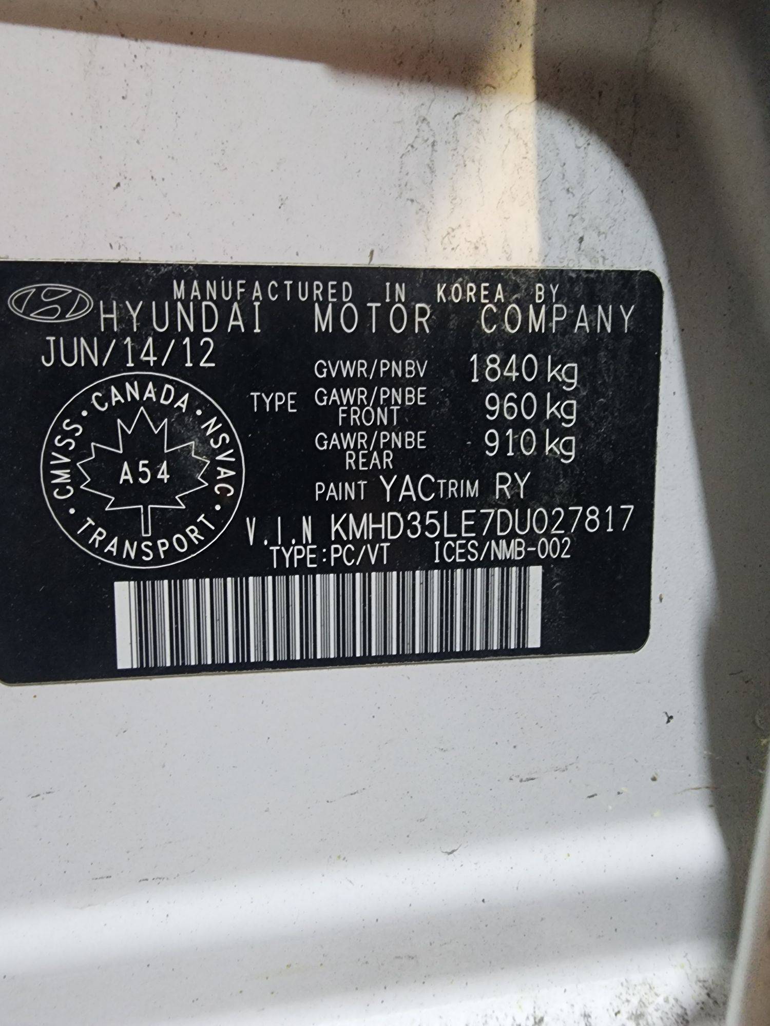 2013 HYUNDAI ELANTRA GT — 223901 KM — Lot 12368854 — Al Quoz - Marhaba Auctions Used Cars - Image 9