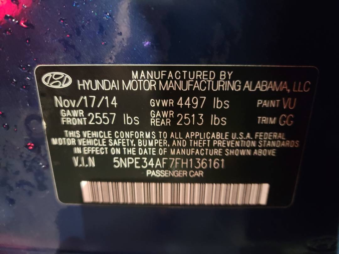 2015 HYUNDAI SONATA — 175120 Miles — Lot 37934415 - Marhaba Auctions Used Cars - Image 7