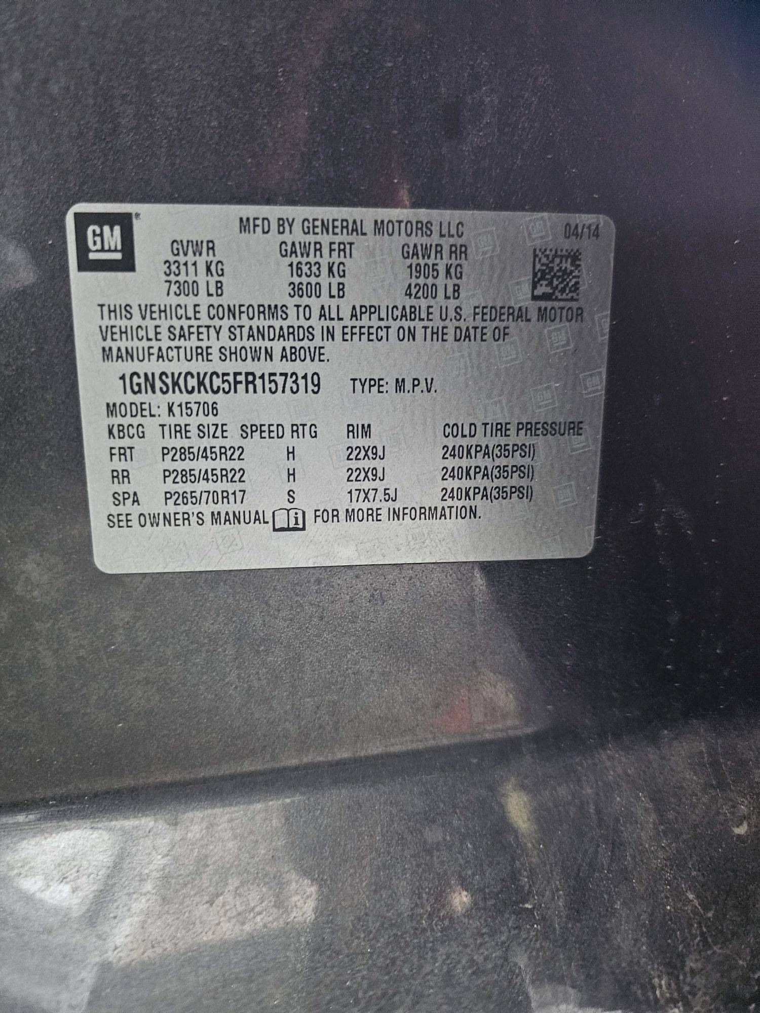 2015 CHEVROLET TAHOE — 214301 Miles — Lot C5FR157319 — Souq - Marhaba Auctions Used Cars - Image 10