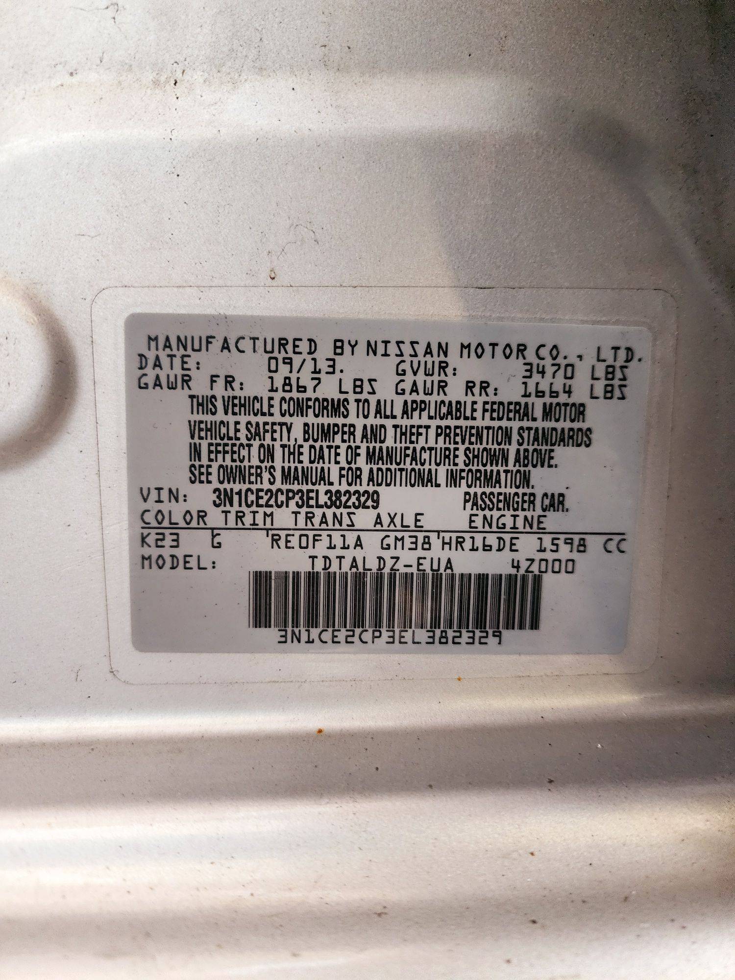 2014 NISSAN VERSA NOTE — 196174 Miles — Lot L382329 — Souq - Marhaba Auctions Used Cars - Image 9