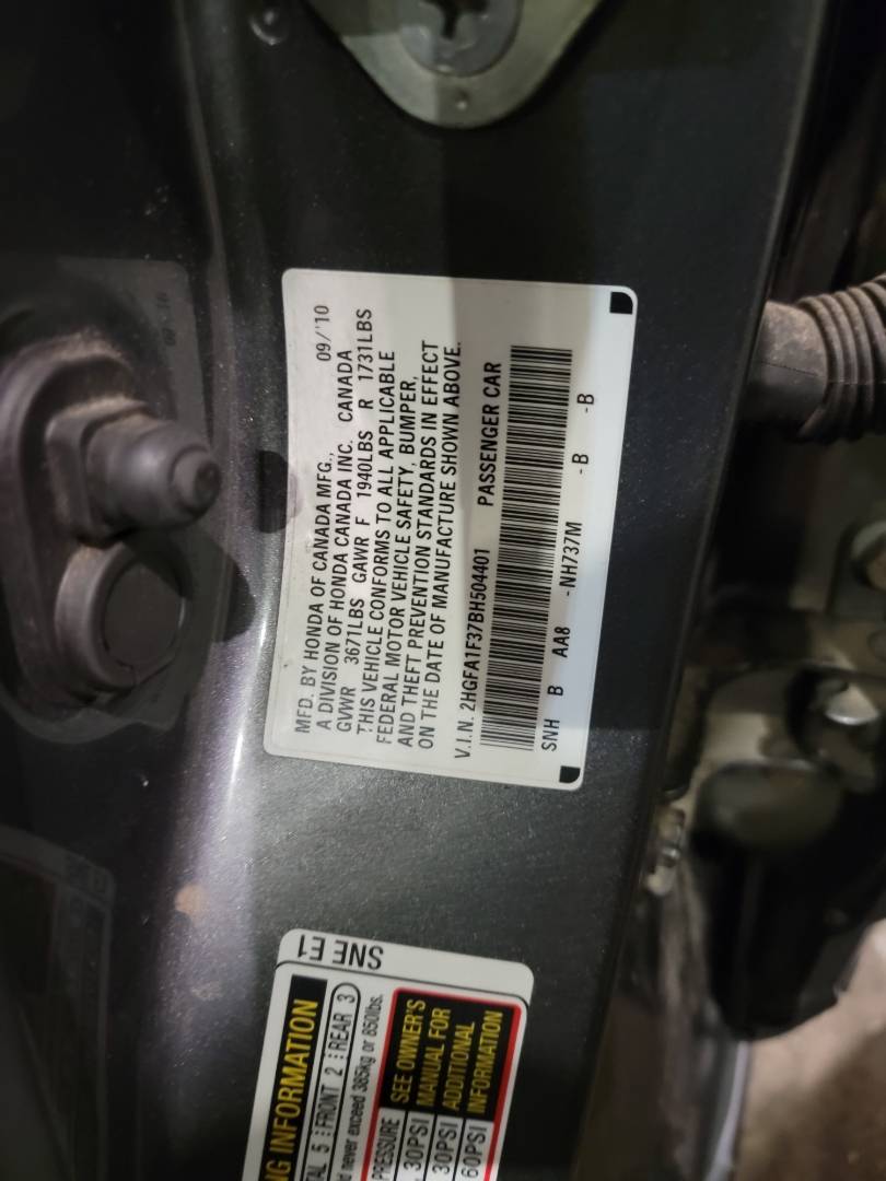 2011 HONDA CIVIC — 188449 Miles — Lot 504401 — Main - Marhaba Auctions Used Cars - Image 9