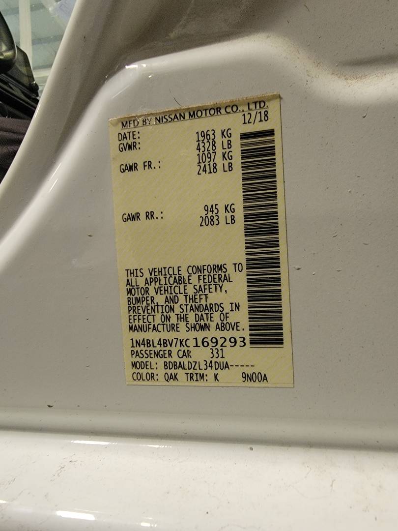2019 NISSAN ALTIMA — 110582 Miles — Lot 69293 — Main - Marhaba Auctions Used Cars - Image 9