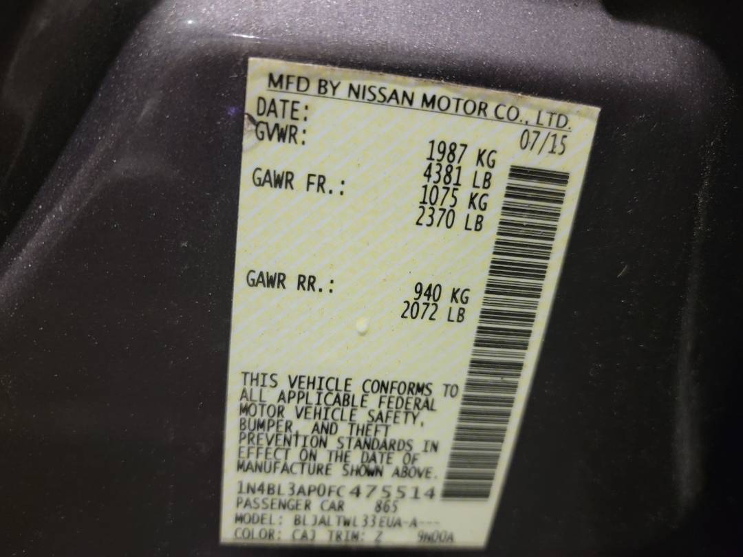 2015 NISSAN ALTIMA — 65410 Miles — Lot FC475514 - Marhaba Auctions Used Cars - Image 10