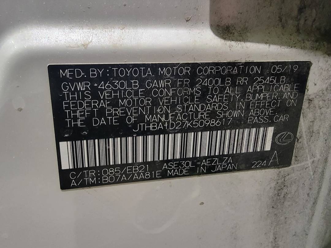 2019 LEXUS IS 300 — 100830 Miles — Lot 98617 — Main - Marhaba Auctions Used Cars - Image 7