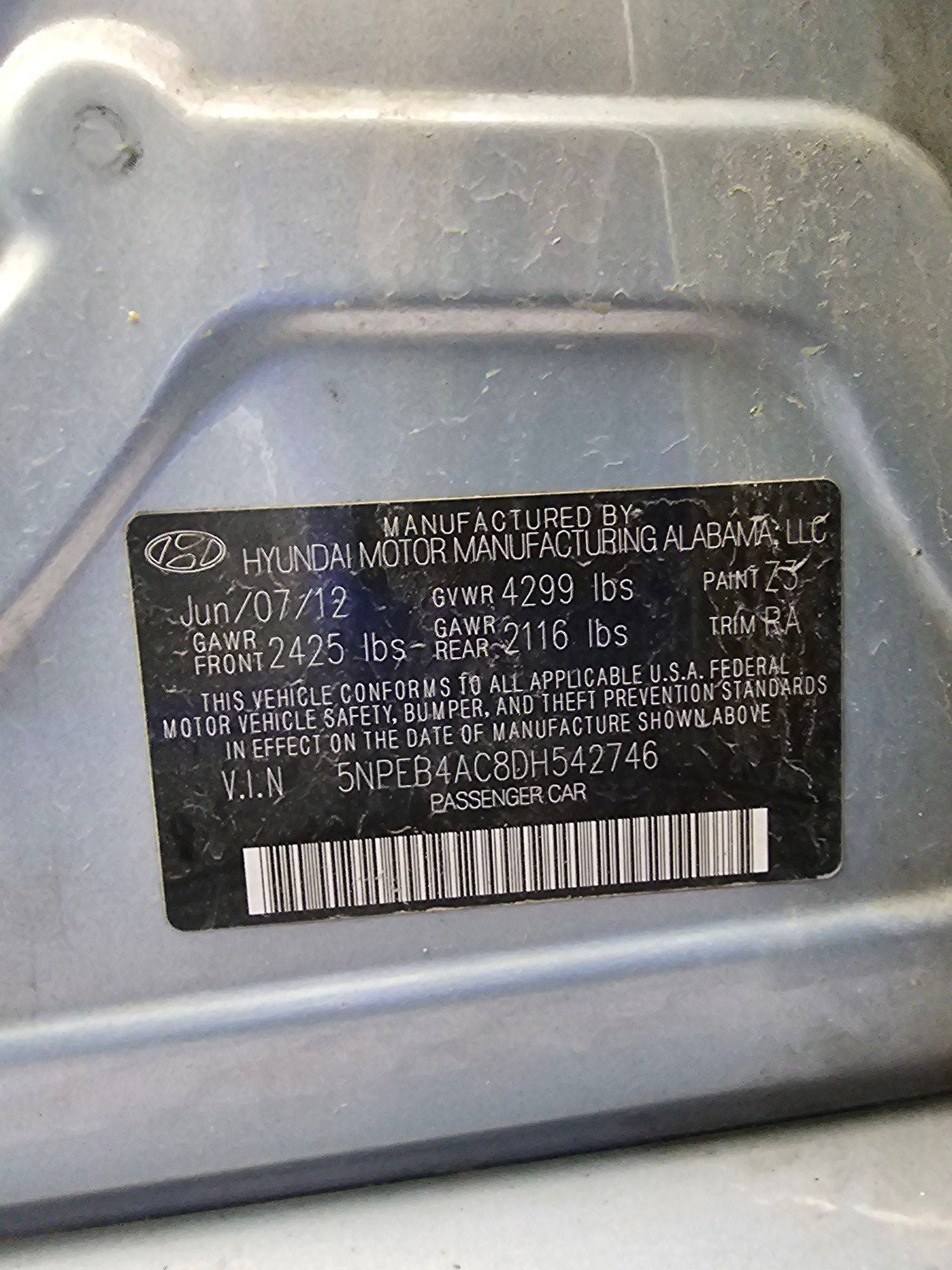 2012 HYUNDAI SONATA — 159017 Miles — Lot C8DH542746 — Souq - Marhaba Auctions Used Cars - Image 8