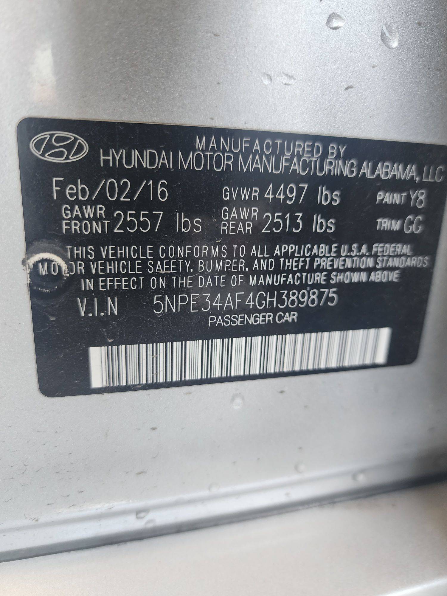 2016 HYUNDAI SONATA — 70807 Miles — Lot 67884343 - Marhaba Auctions Used Cars - Image 3