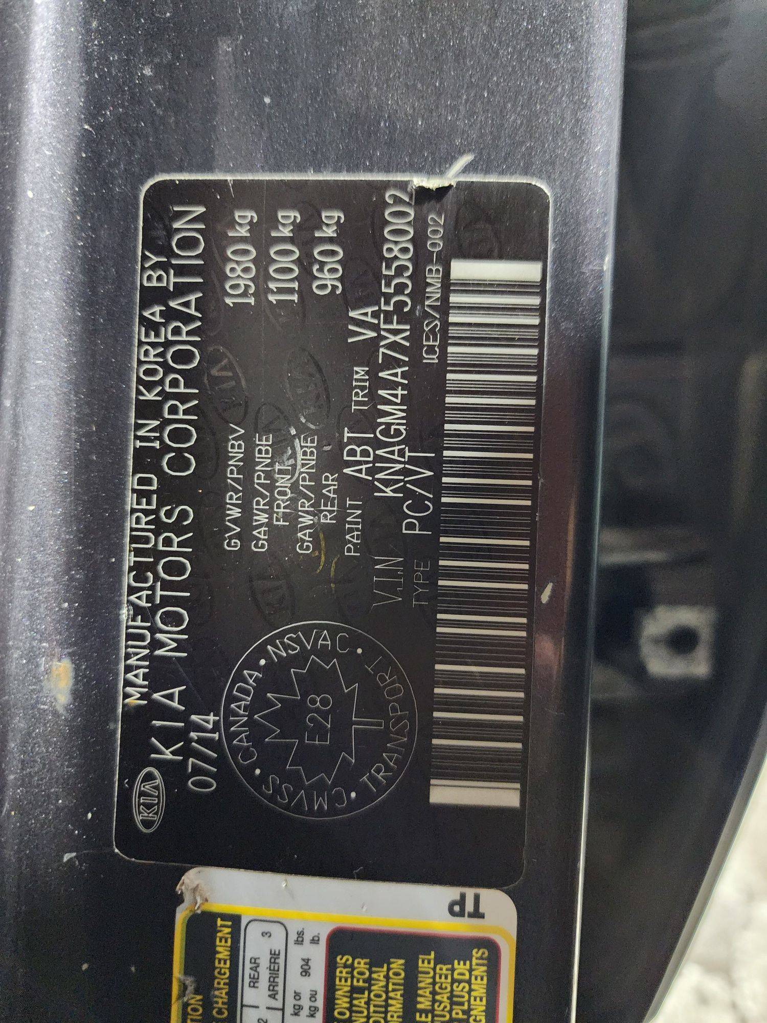 2015 KIA OPTIMA — 160843 KM — Lot 58002 — Al Quoz - Marhaba Auctions Used Cars - Image 10
