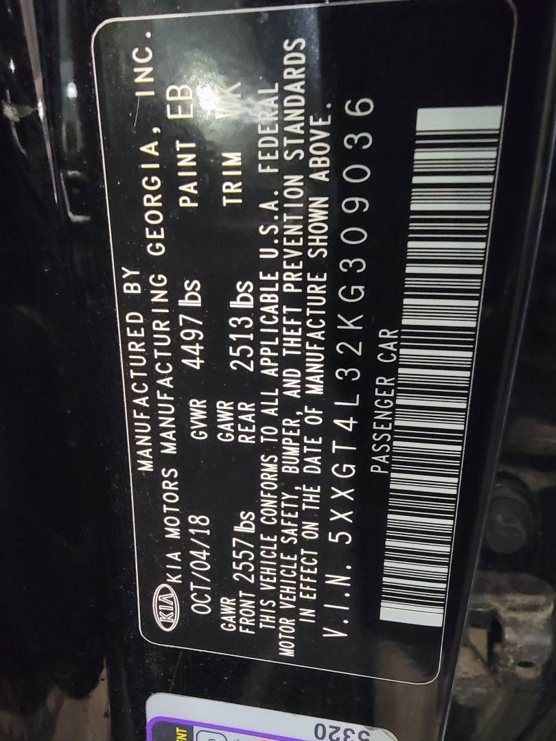 2019 KIA OPTIMA — 96007 Miles — Lot KG309036 - Marhaba Auctions Used Cars - Image 3