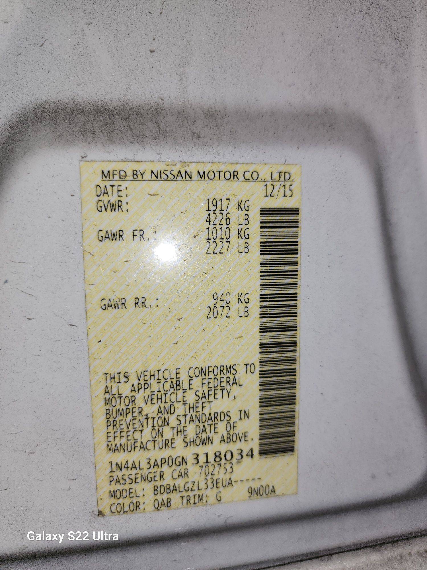 2016 NISSAN ALTIMA — 158611 Miles — Lot 74350273 - Marhaba Auctions Used Cars - Image 6