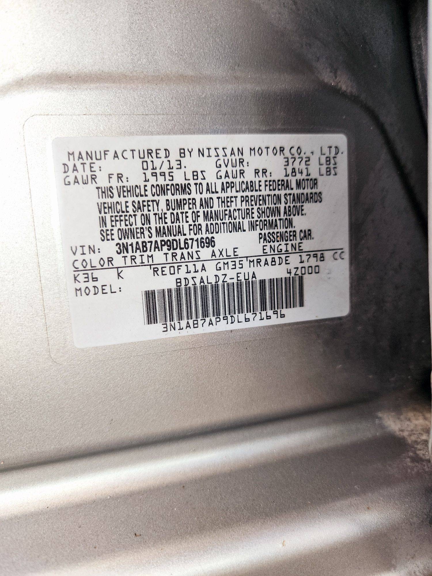 2013 NISSAN SENTRA — 179503 Miles — Lot 9DL671696 — Souq - Marhaba Auctions Used Cars - Image 9