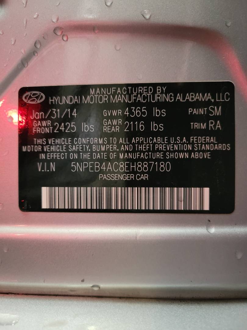 2014 HYUNDAI SONATA — 137206 Miles — Lot 87180 - Marhaba Auctions Used Cars - Image 9