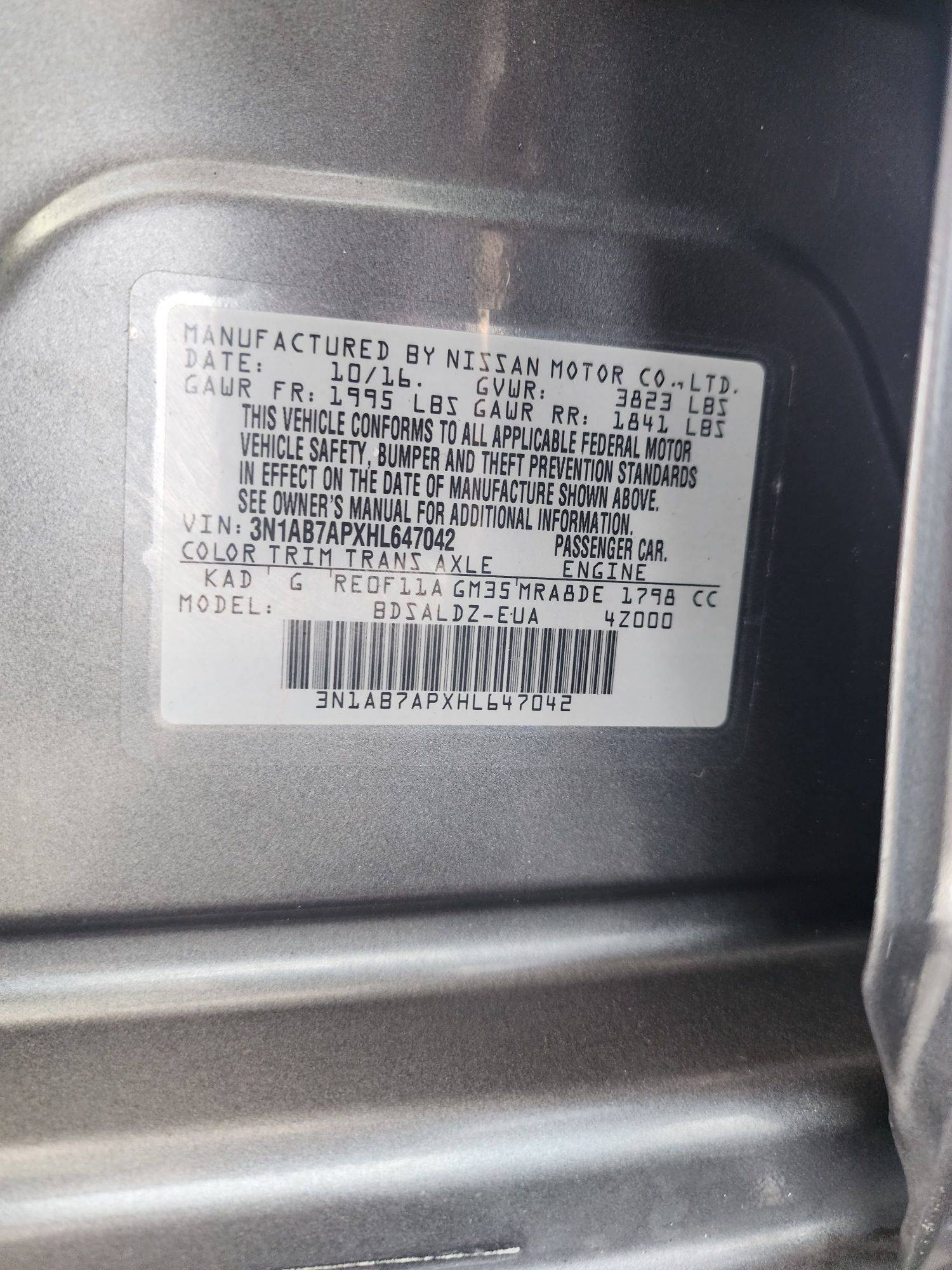 2017 NISSAN SENTRA — 69511 Miles — Lot 647042 - Marhaba Auctions Used Cars - Image 8