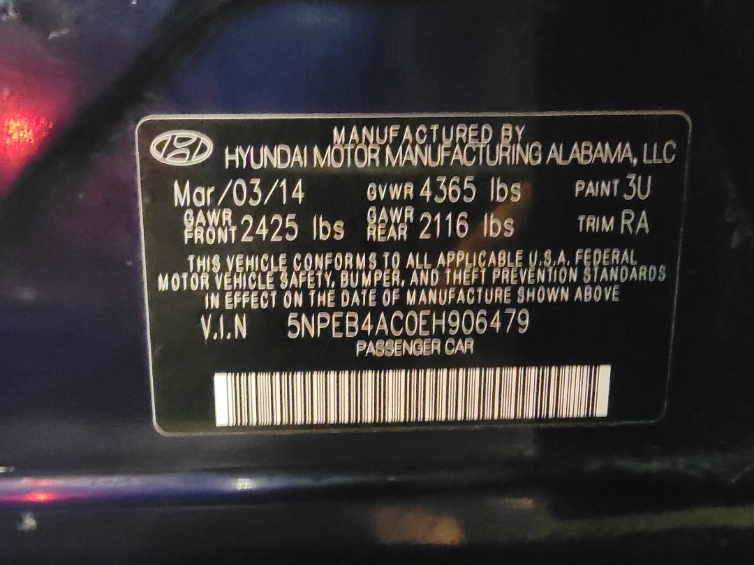 2014 HYUNDAI SONATA — 74825 Miles — Lot H906479 - Marhaba Auctions Used Cars - Image 9