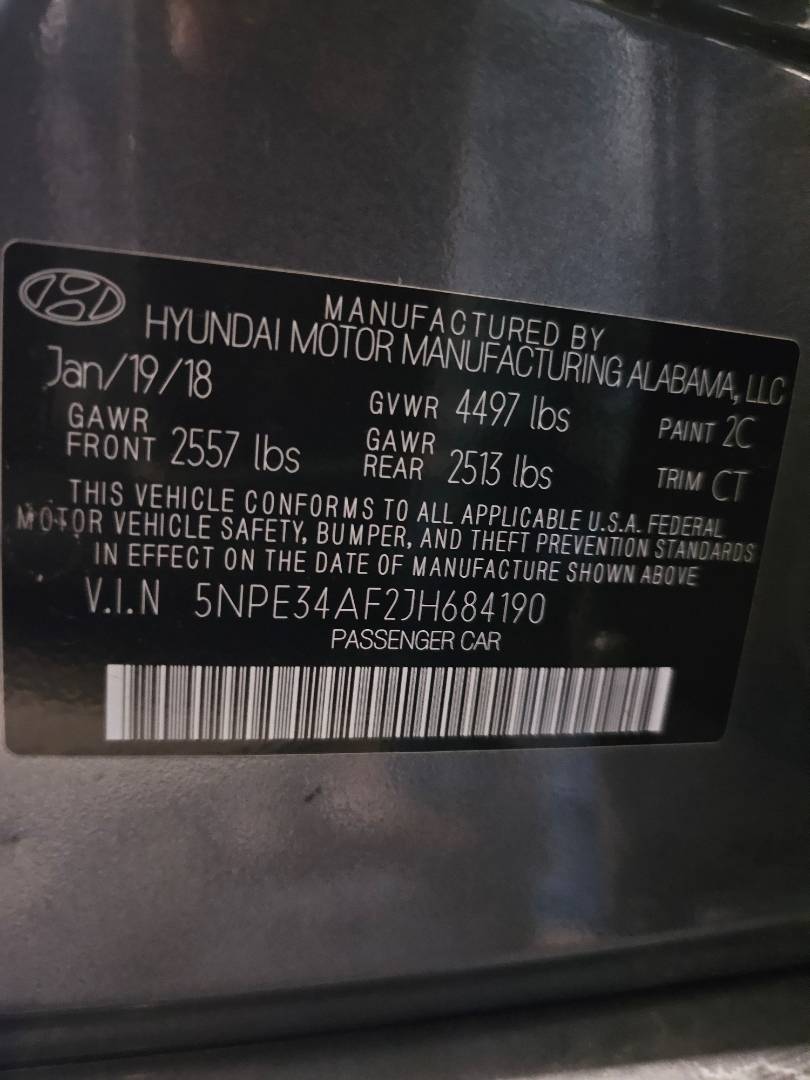 2018 HYUNDAI SONATA — 93680 Miles — Lot 2JH684190 — Main - Marhaba Auctions Used Cars - Image 11