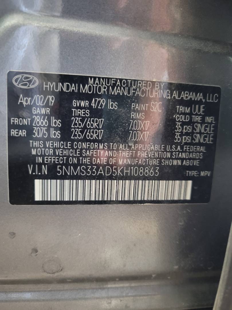 2019 HYUNDAI SANTA FE — 57495 Miles — Lot 81169283 - Marhaba Auctions Used Cars - Image 8