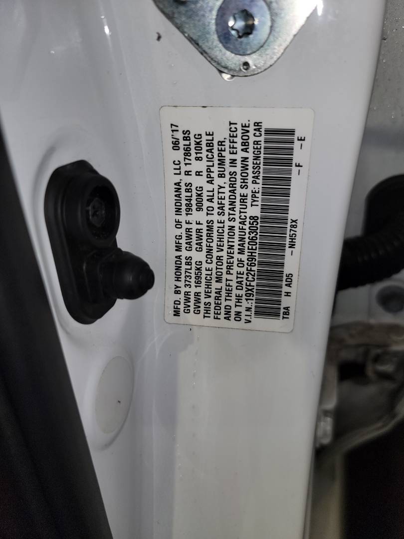 2017 HONDA CIVIC — 109657 Miles — Lot HE063058 - Marhaba Auctions Used Cars - Image 9