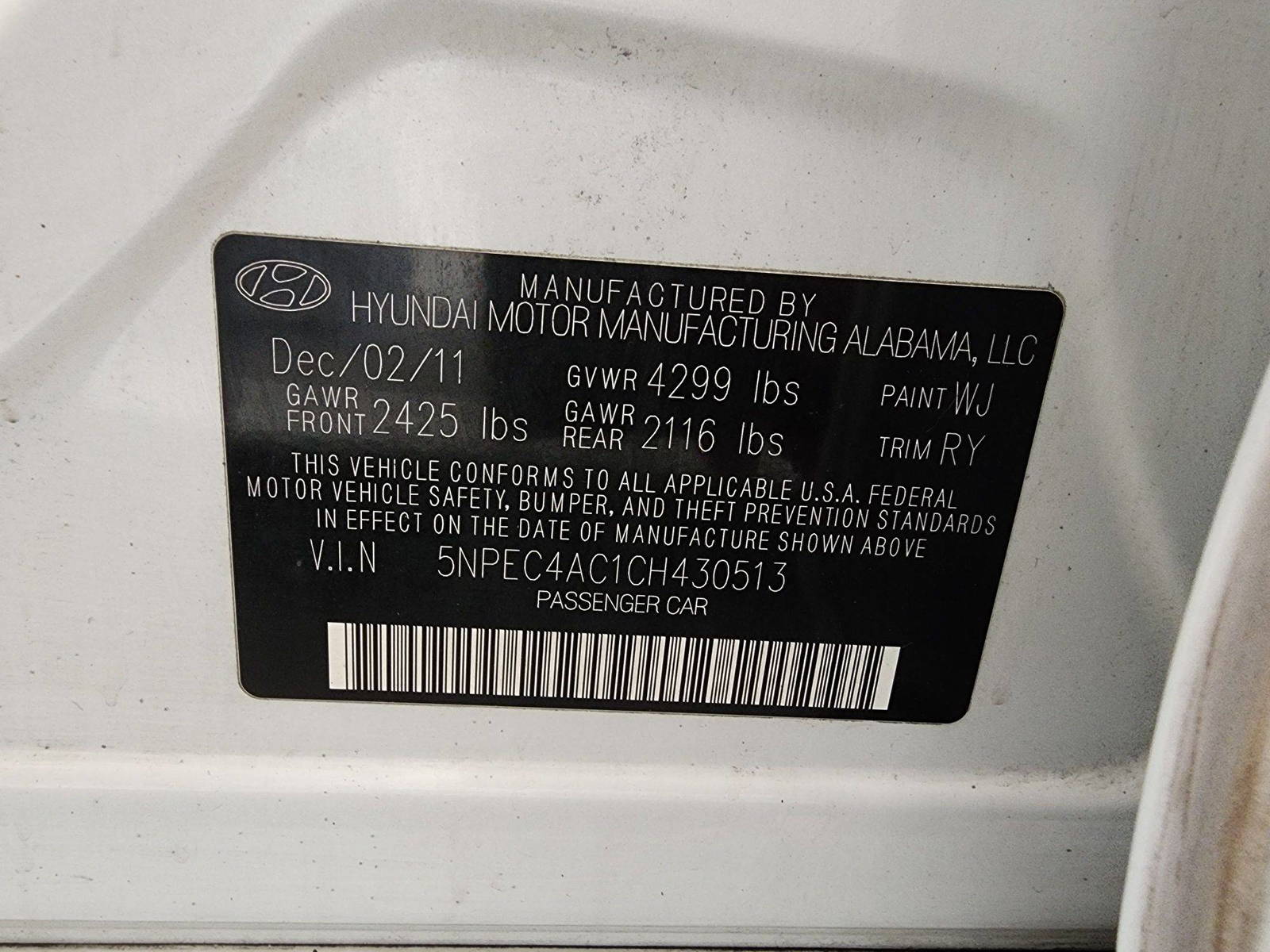 2012 HYUNDAI SONATA — 86130 Miles — Lot 39189324 — Souq - Marhaba Auctions Used Cars - Image 10