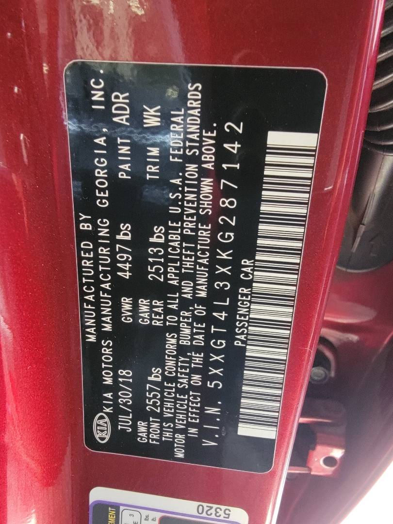 2019 KIA OPTIMA — 179700 Miles — Lot KG287142 — Main - Marhaba Auctions Used Cars - Image 11