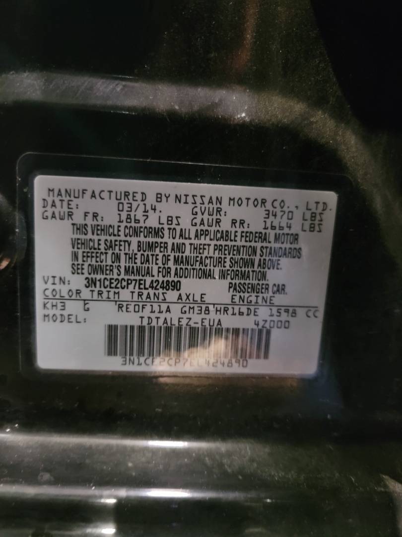 2014 NISSAN VERSA NOTE — 130508 Miles — Lot 69927804 — Main - Marhaba Auctions Used Cars - Image 10