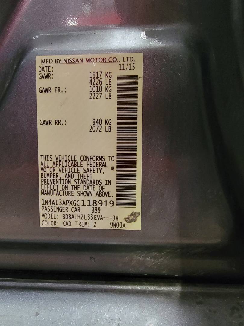 2016 NISSAN ALTIMA — 119141 Miles — Lot C118919 — Main - Marhaba Auctions Used Cars - Image 10