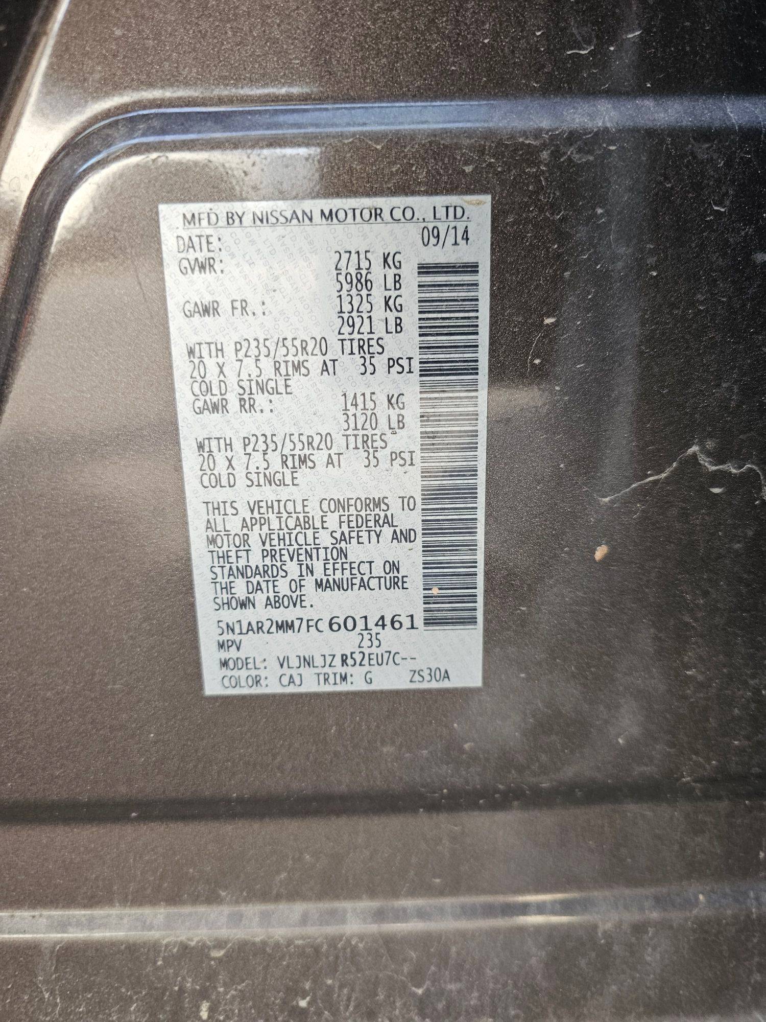 2015 NISSAN PATHFINDER — 146617 Miles — Lot 7FC601461 — Souq - Marhaba Auctions Used Cars - Image 9