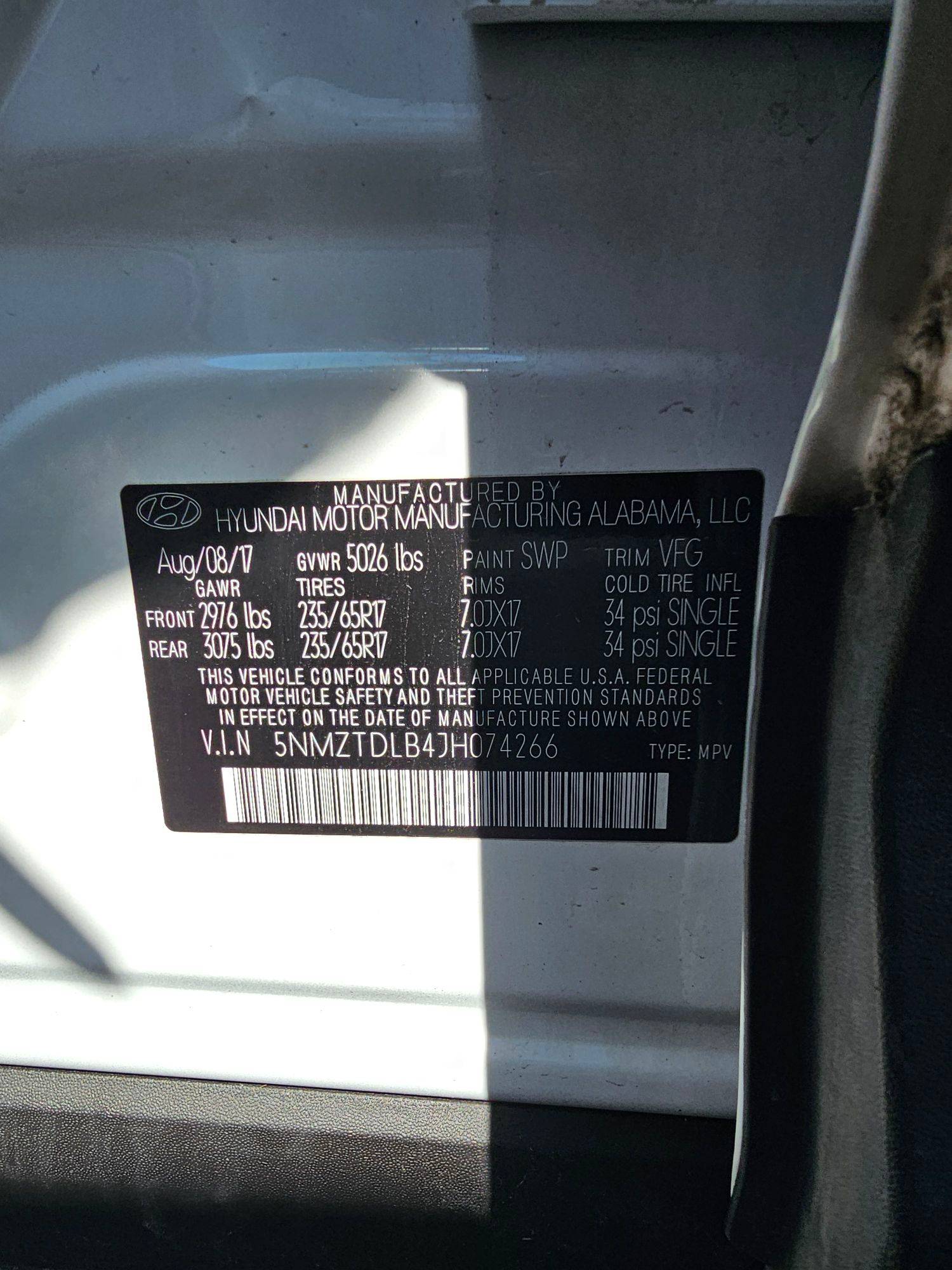 HYUNDAI SANTA FE 2018 - Marhaba Auction Used Cars - Image 9