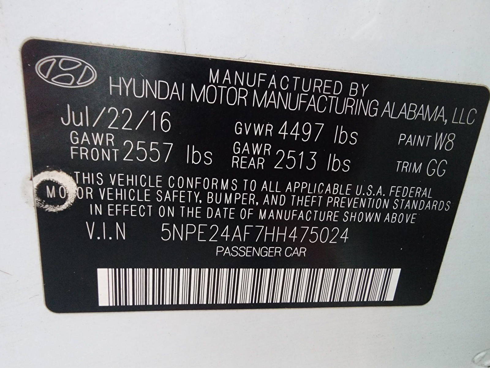 2017 HYUNDAI SONATA — 164764 Miles — Lot 75024 — Ind. 12 - Marhaba Auctions Used Cars - Image 9