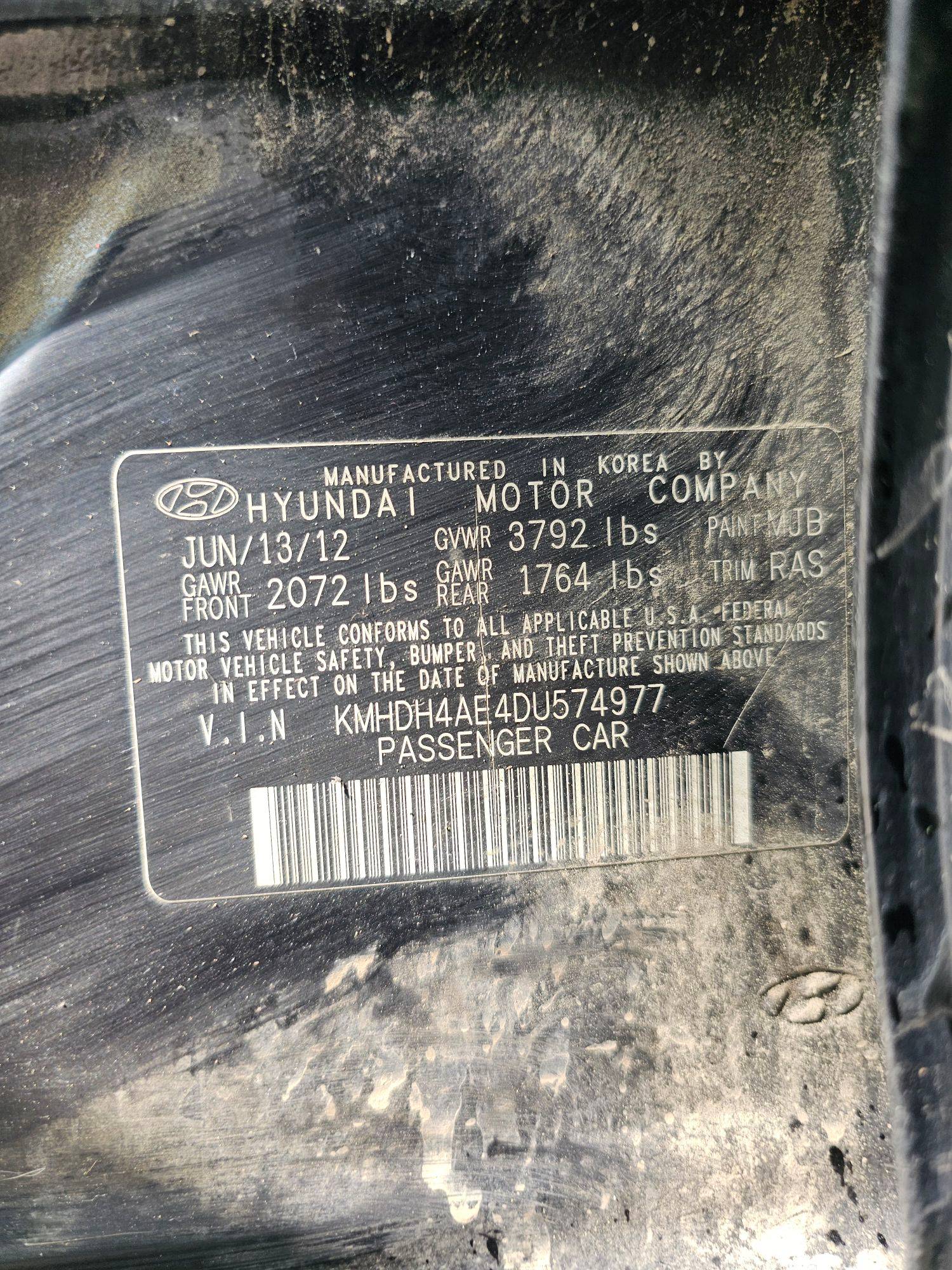 2013 HYUNDAI ELANTRA — 116899 Miles — Lot E4DU574977 — Souq - Marhaba Auctions Used Cars - Image 10