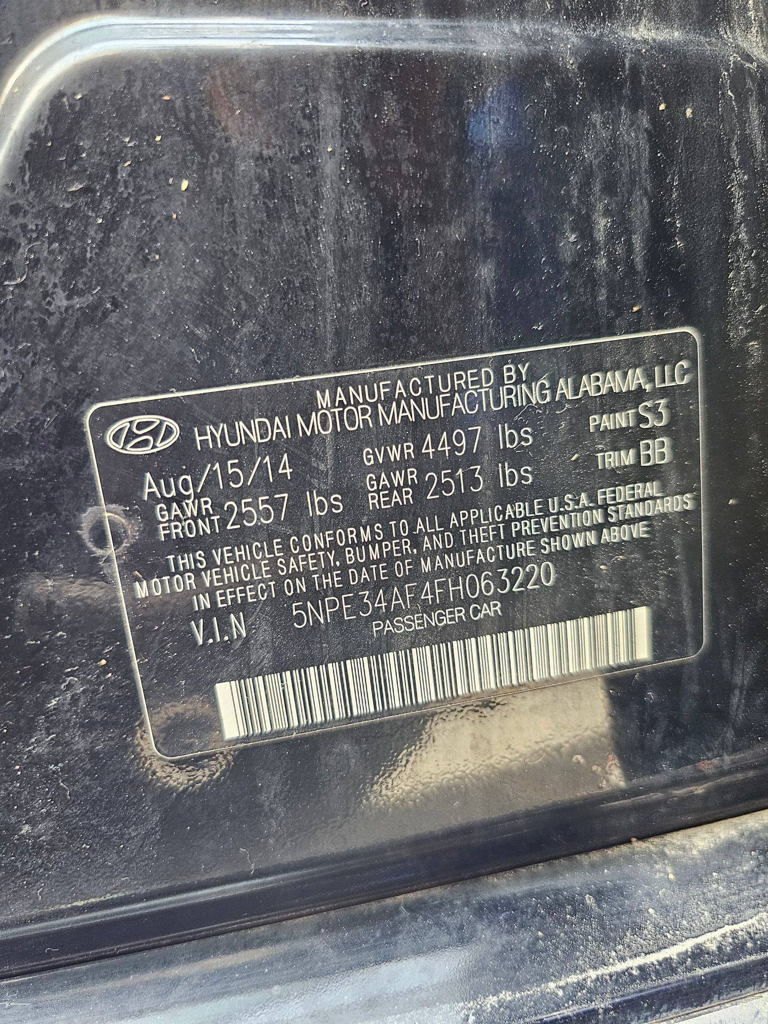 2015 HYUNDAI SONATA — 161317 Miles — Lot H063220 — Souq - Marhaba Auctions Used Cars - Image 9