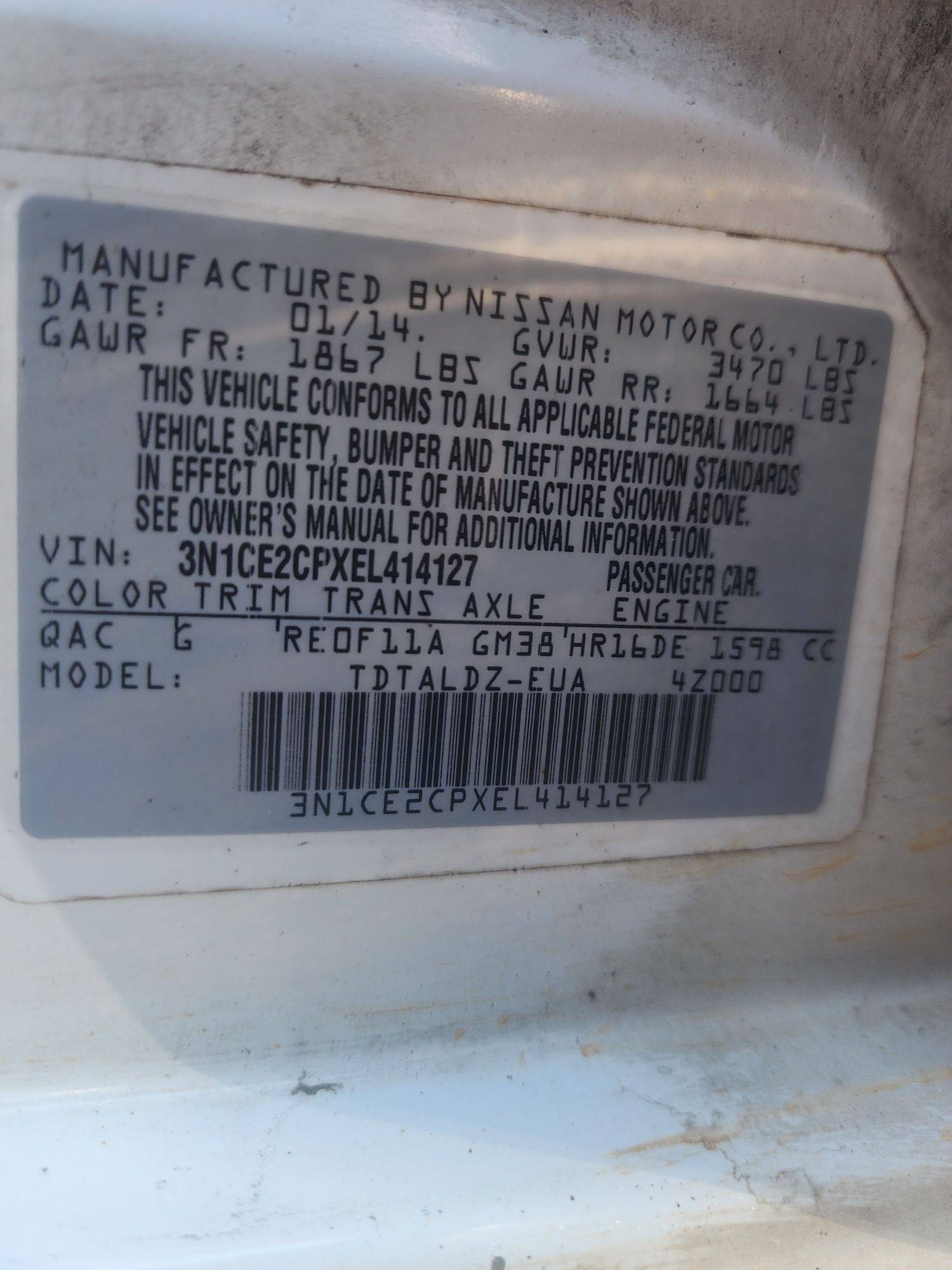 2014 NISSAN VERSA NOTE — 185996 Miles — Lot 67635233 - Marhaba Auctions Used Cars - Image 3