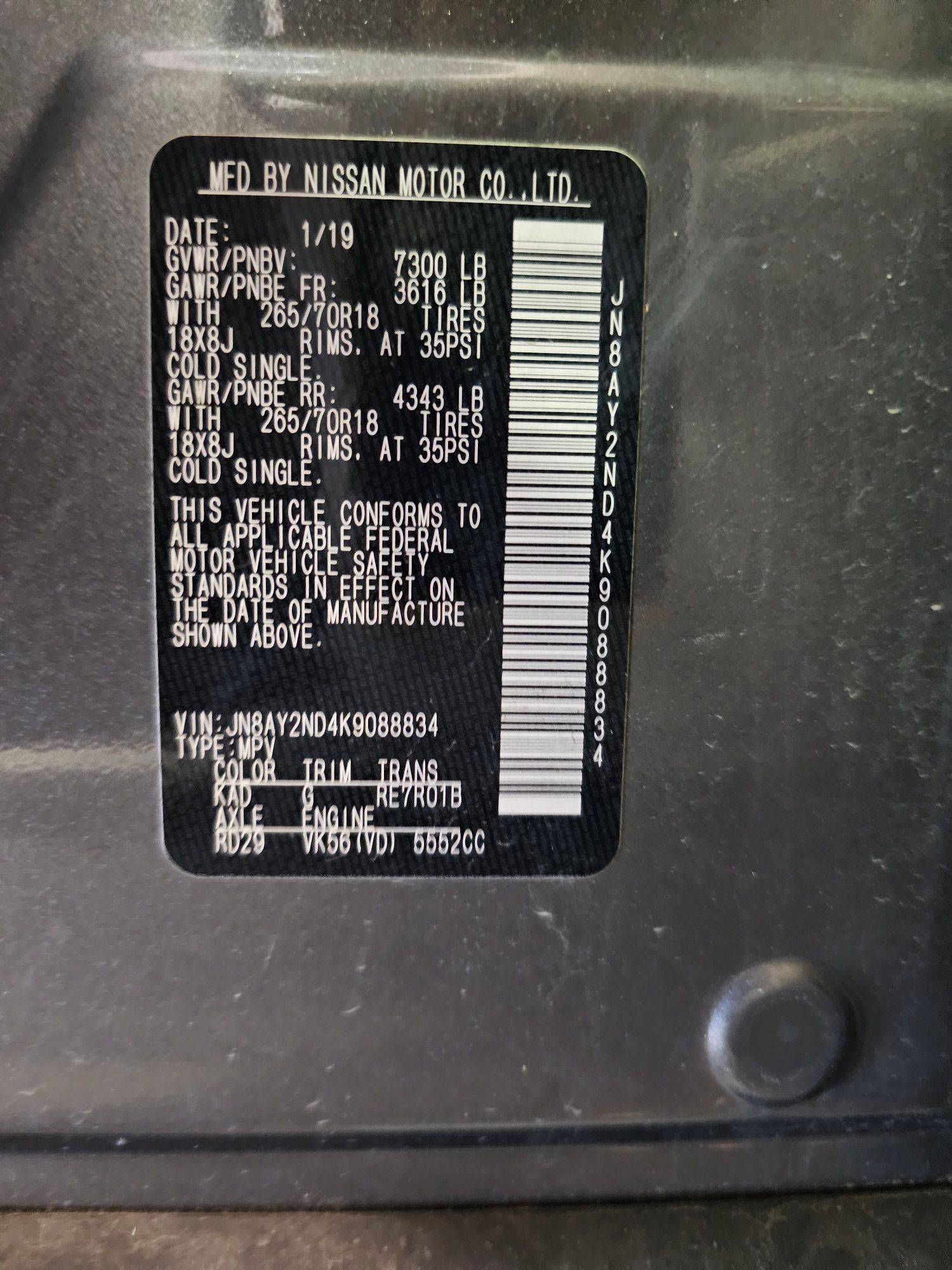 2019 NISSAN ARMADA — 108529 Miles — Lot K9088834 — Main - Marhaba Auctions Used Cars - Image 10
