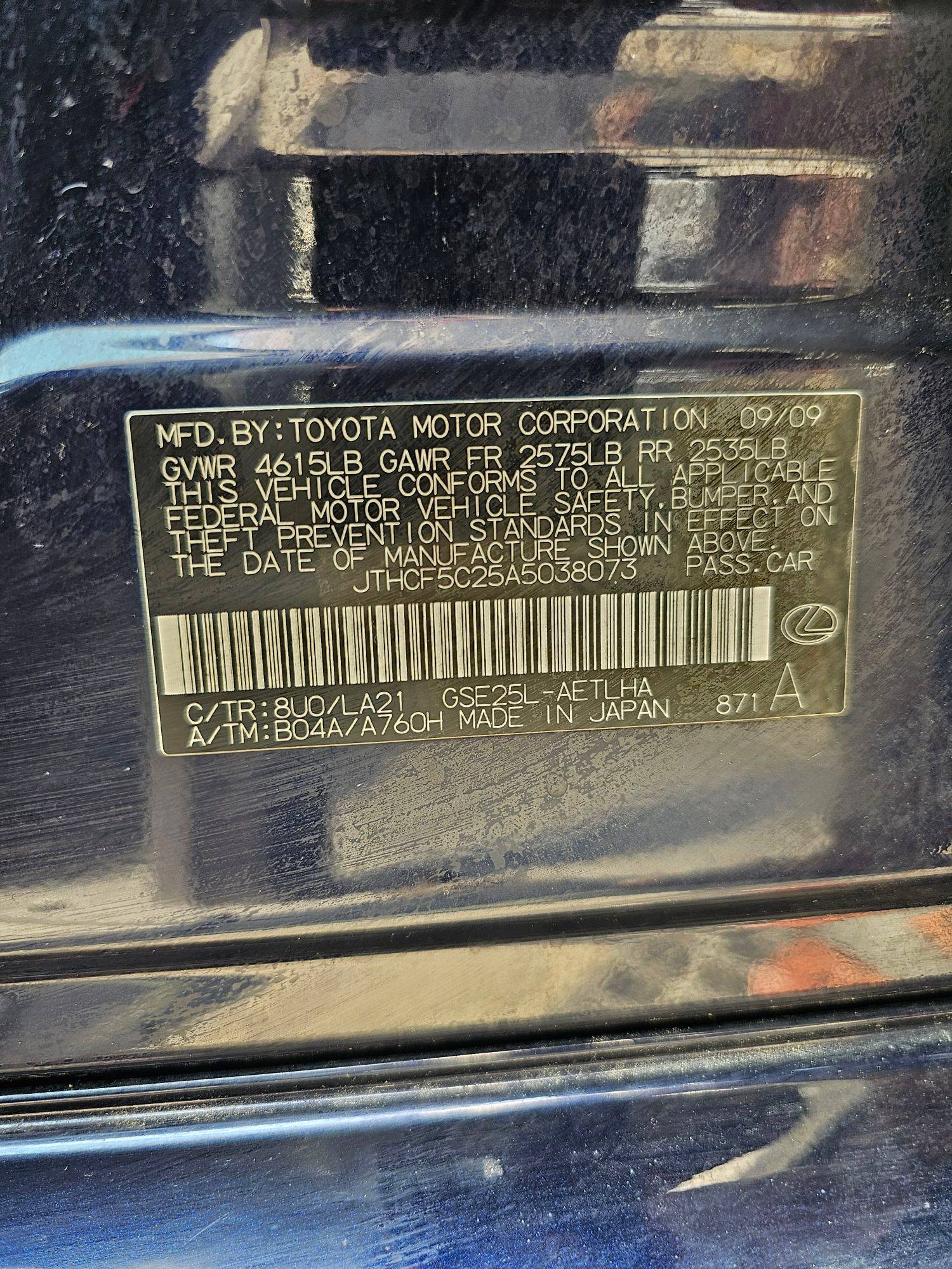 2010 LEXUS IS 250 — 180133 Miles — Lot A5038073 — Souq - Marhaba Auctions Used Cars - Image 10