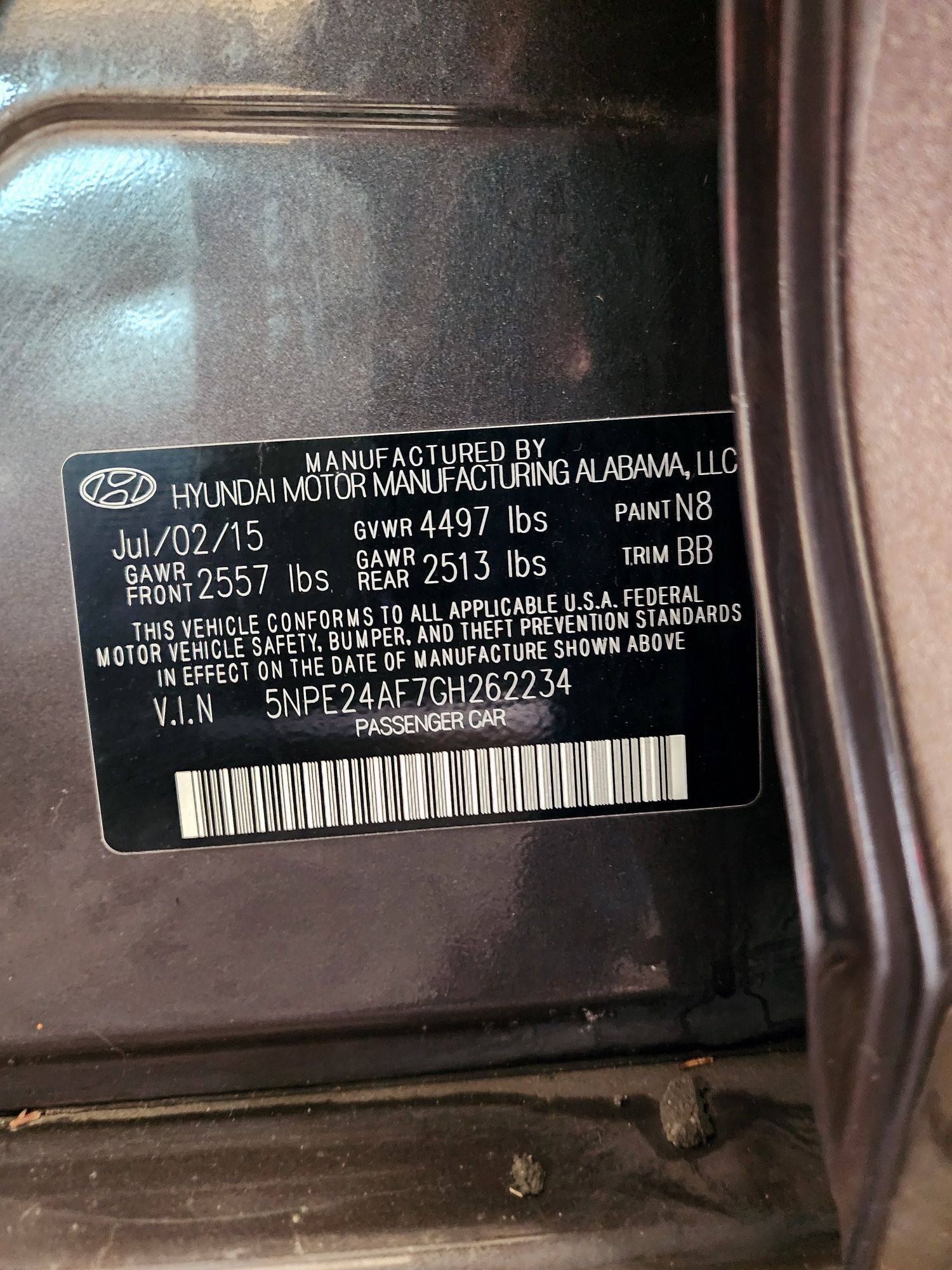 2016 HYUNDAI SONATA — 168671 Miles — Lot 77415424 — Souq - Marhaba Auctions Used Cars - Image 9