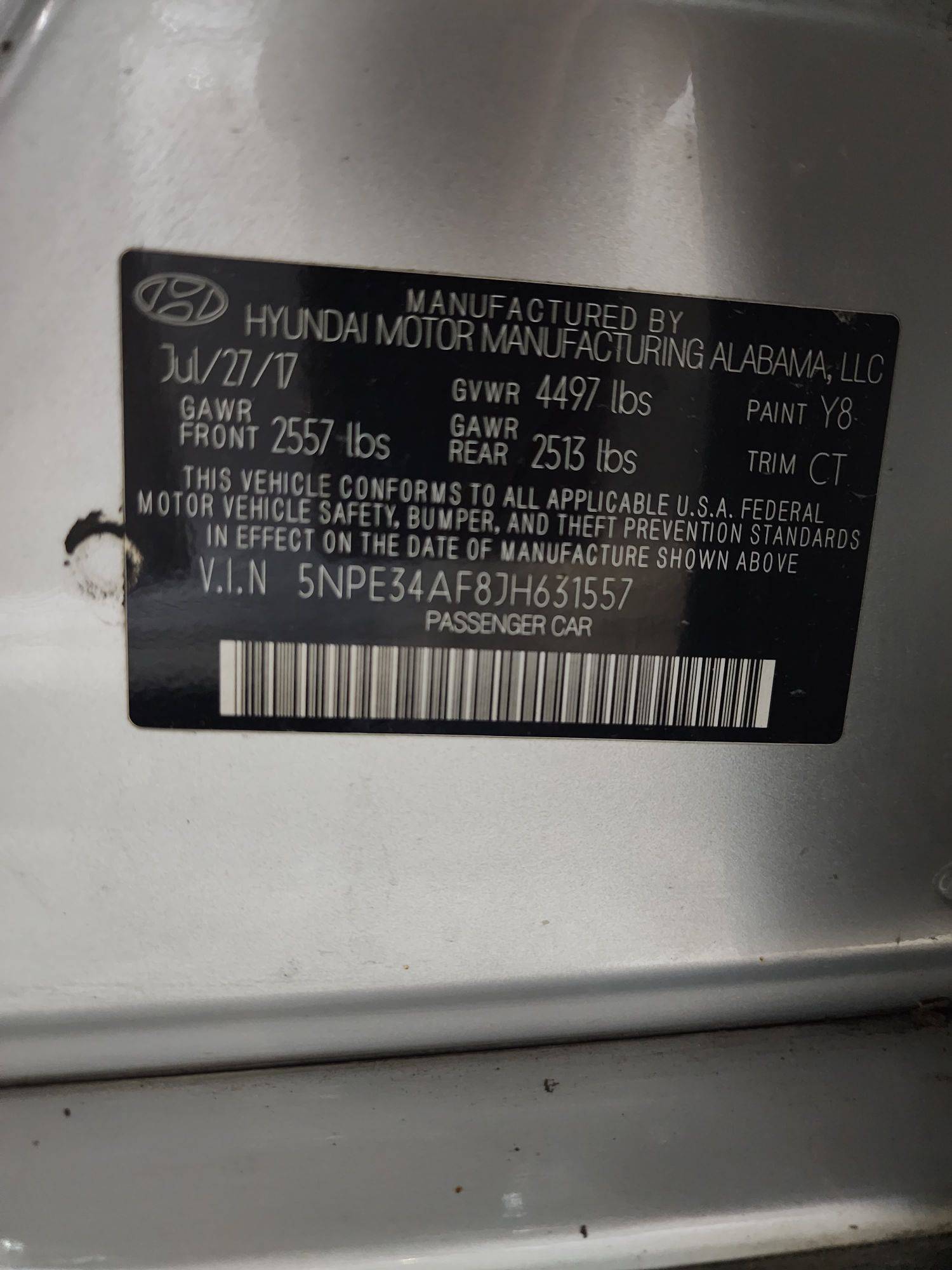 HYUNDAI SONATA SPORT 2018 - Marhaba Auction Used Cars - Image 11