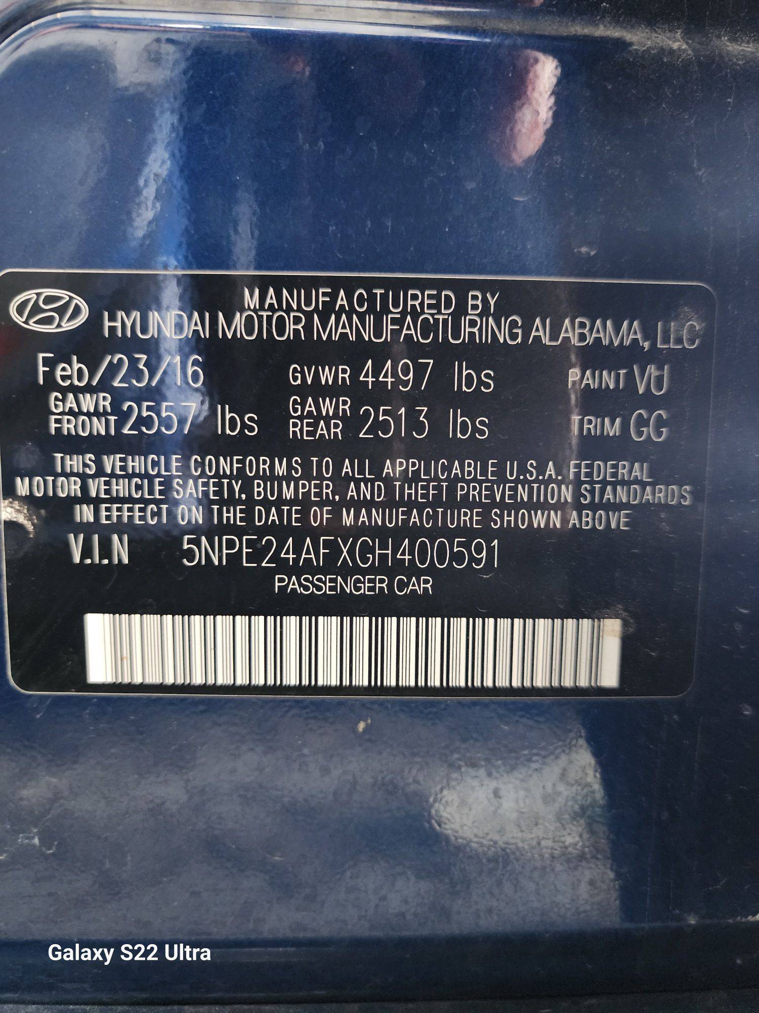 2016 HYUNDAI SONATA — 101225 Miles — Lot 38523200 - Marhaba Auctions Used Cars - Image 7