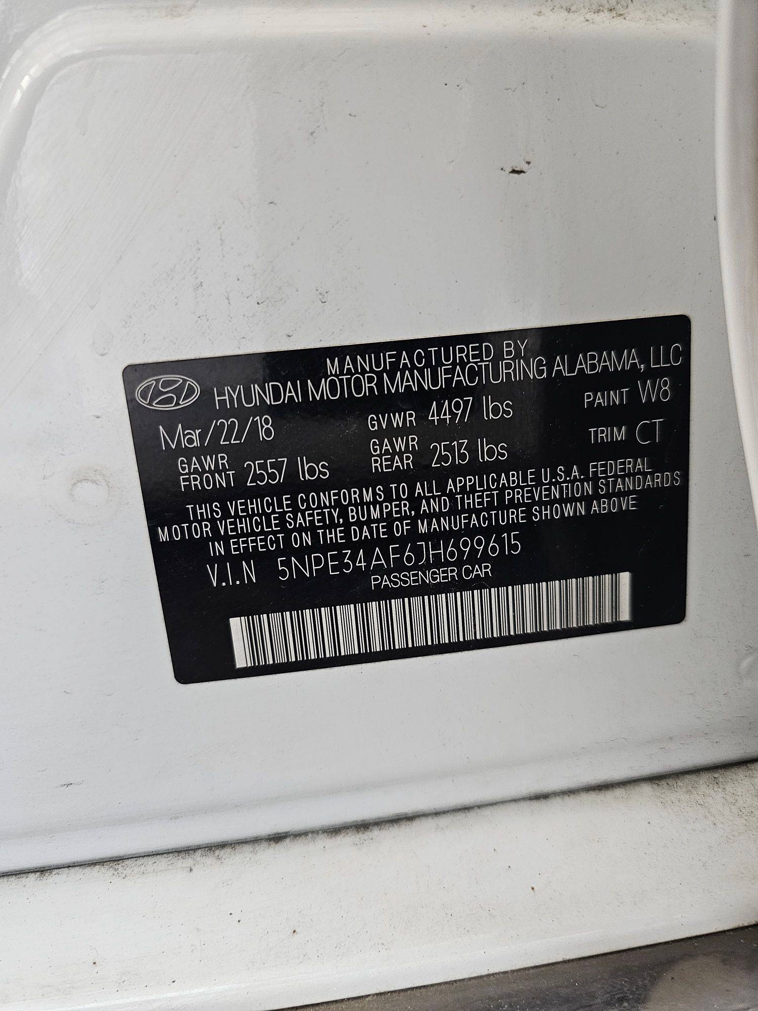 2018 HYUNDAI SONATA — 68730 Miles — Lot F6JH699615 — Souq - Marhaba Auctions Used Cars - Image 10