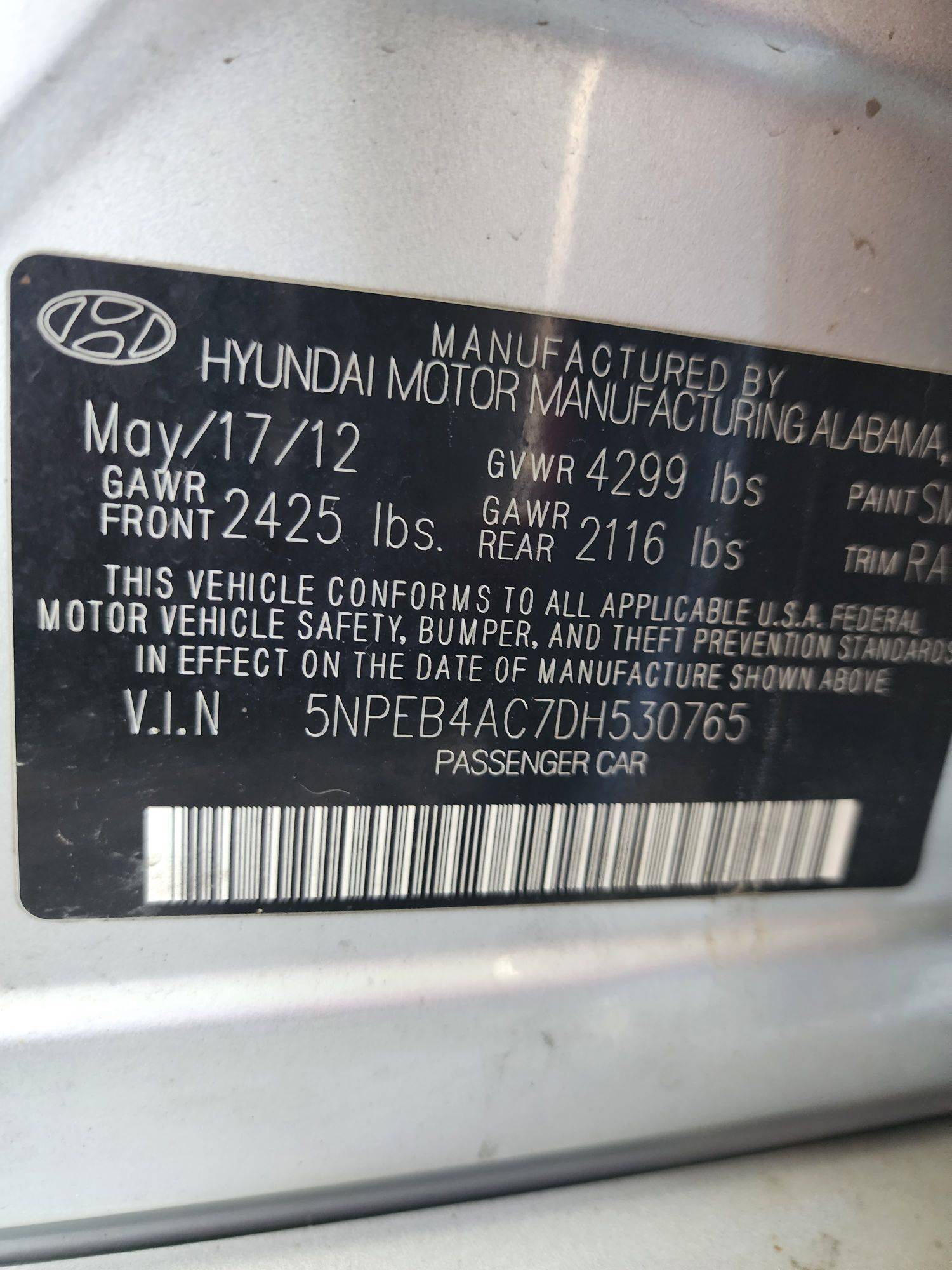 2013 HYUNDAI SONATA — 57734 Miles — Lot 36615937 - Marhaba Auctions Used Cars - Image 3