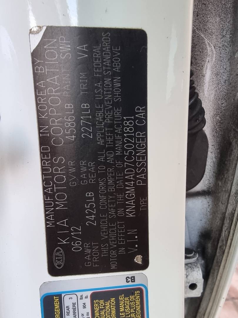 2012 KIA OPTIMA — 169530 Miles — Lot 215487 — Ind. 12 - Marhaba Auctions Used Cars - Image 9