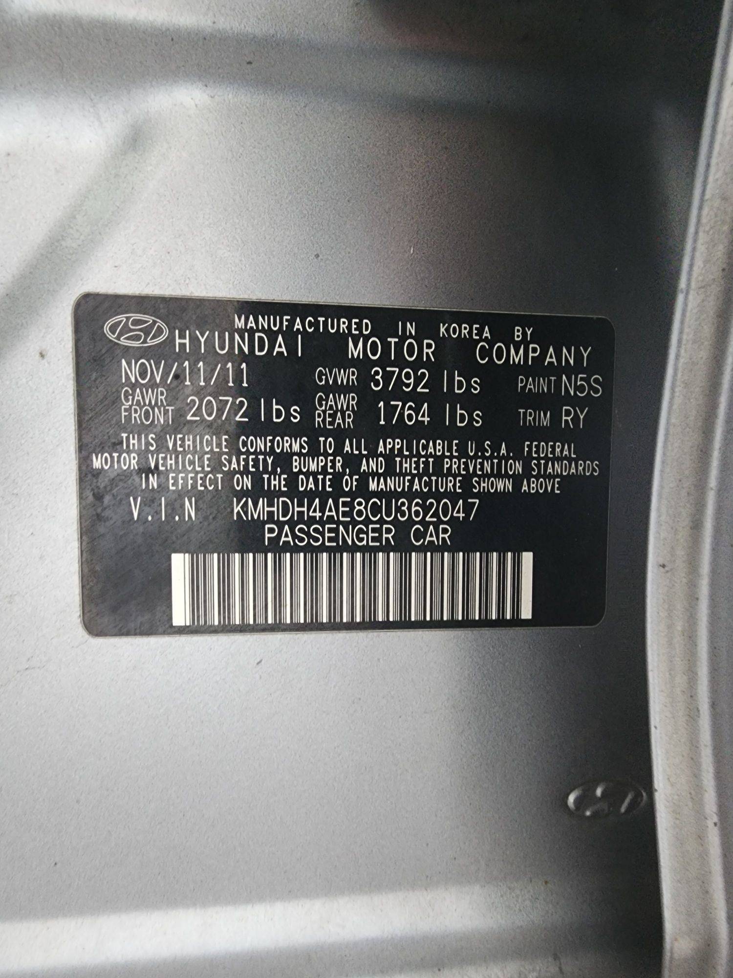 2012 HYUNDAI ELANTRA — 189310 Miles — Lot 55225084 — Souq - Marhaba Auctions Used Cars - Image 10