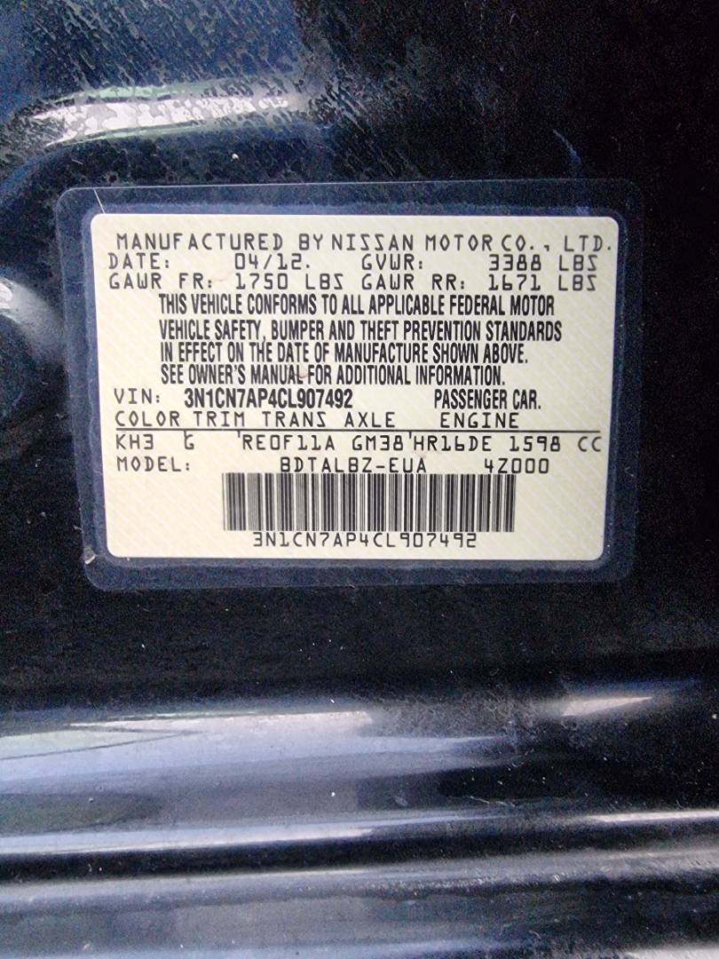 2012 NISSAN VERSA — 121626 Miles — Lot 65019884 — Ind. 12 - Marhaba Auctions Used Cars - Image 9