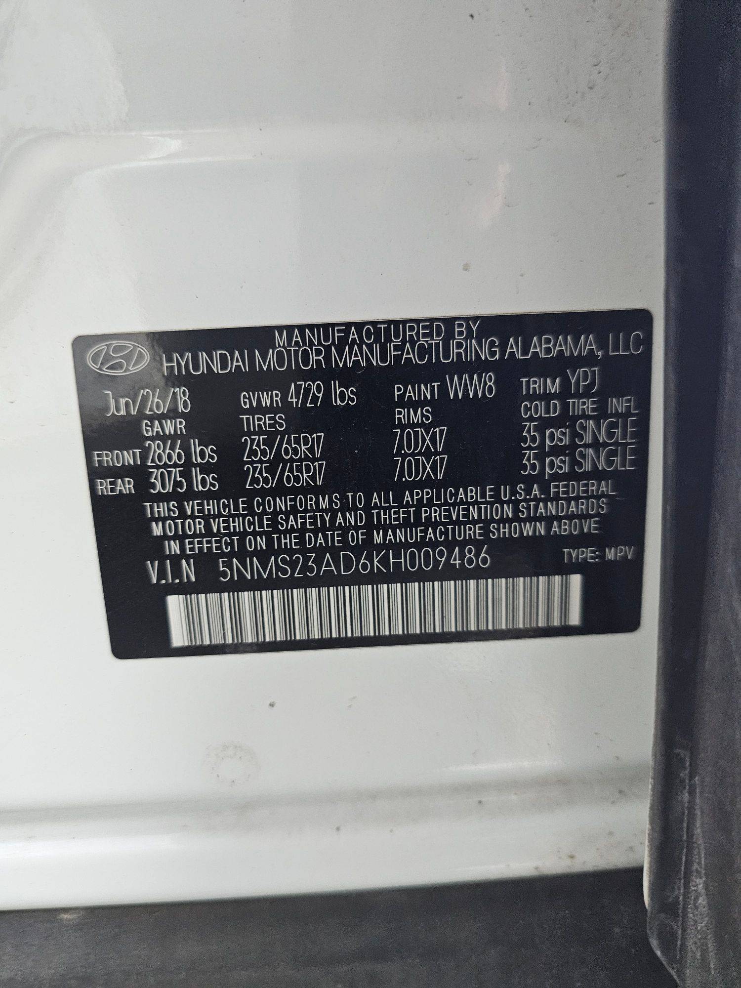 2019 HYUNDAI SANTA FE — 152068 Miles — Lot KH009486 — Souq - Marhaba Auctions Used Cars - Image 9