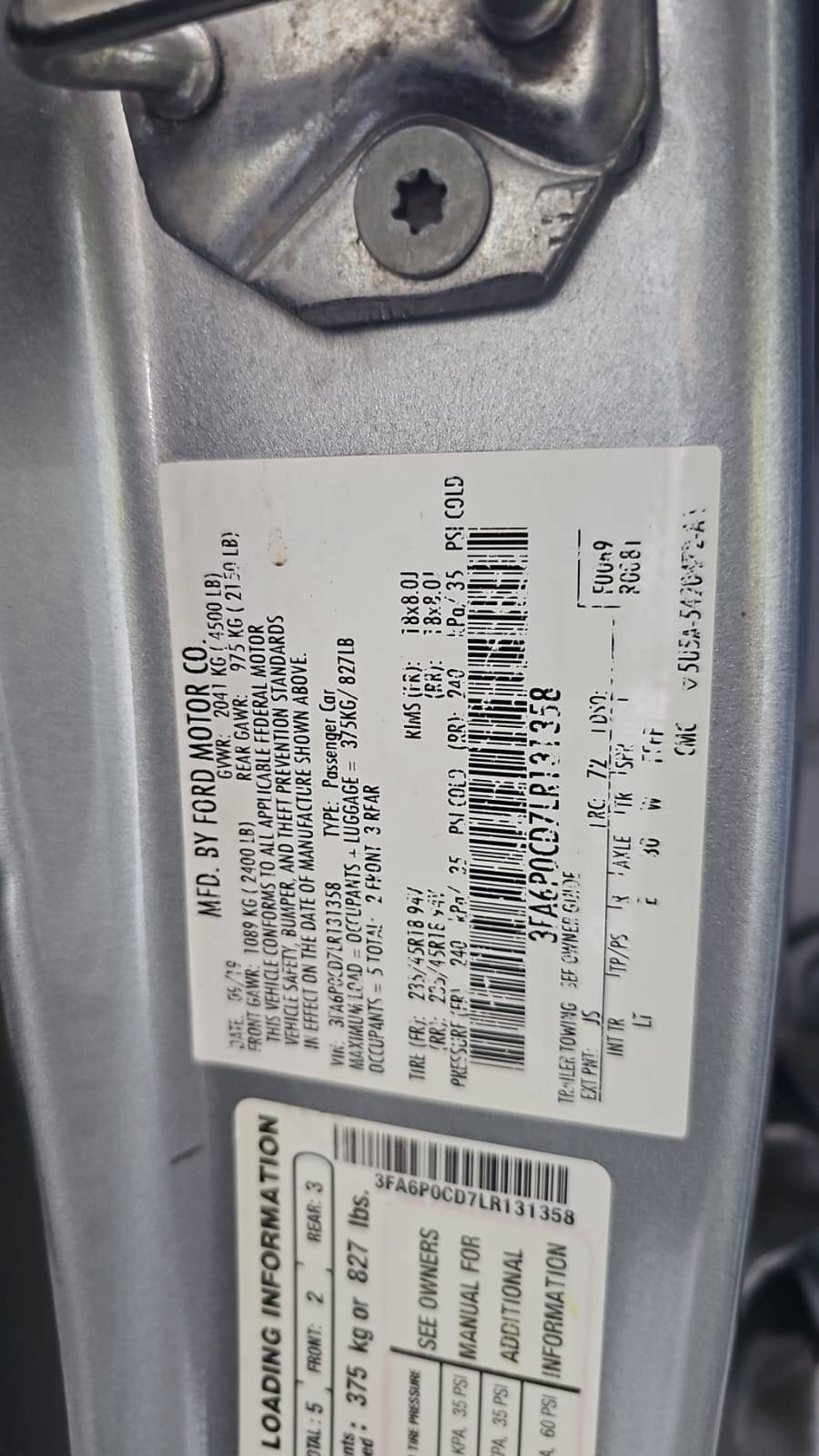 2020 FORD FUSION — 171640 Miles — Lot LR131358 — Souq - Marhaba Auctions Used Cars - Image 8